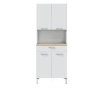 Pegane Buffet de cuisine 4 portes - Blanc mat
