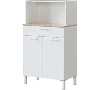 Pegane Buffet de cuisine - Blanc et chêne
