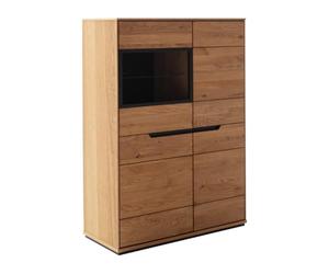 PEGANE Buffet Haut 2 Portes Coloris Chêne Sauvage - Longueur 93 x Profondeur 41 x Hauteur 130 cm