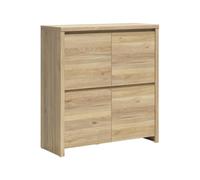 PEGANE Buffet Haut Meuble de Rangement 4 Portes Coloris Chêne mauvella - Longueur 105 x Profondeur 40,5 x Hauteur 112,5 cm