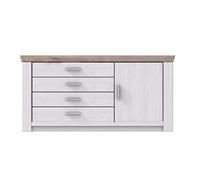 Pegane Buffet vaisselier en pin massif - Blanc