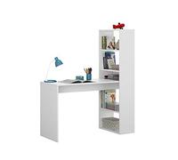 PEGANE Bureau avec 5 étagères Coloris Blanc Artik en mélamine - 144 x 120 x 53 cm