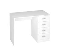 Pegane Bureau avec caisson 4 tiroirs - Blanc