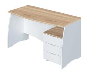 Pegane Bureau professionnel avec caisson - Blanc et chêne