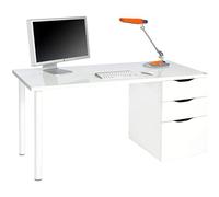 PEGANE - Bureau Réversible avec Tiroir Coloris Blanc Artic - 74 x 138 x 60 cm