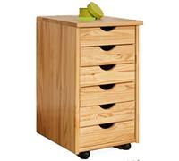 PEGANE Caisson de bureau avec 6 Tiroirs, 36 x 40 x 65 cm, Couleur Naturel
