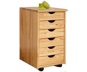 PEGANE Caisson de bureau avec 6 Tiroirs, 36 x 40 x 65 cm, Couleur Naturel