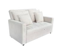PEGANE Canapé-lit, canapé 2 Places Convertible en Velours côtelé Coloris crème - Longueur 140 x Largeur 99 x Hauteur 88 cm