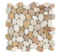 Pegane Carrelage Mosaïque Blanc et Beige Mat - 33 x 33 cm