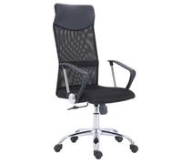 PEGANE Chaise du Bureau pivotante en Simili-Cuir Coloris Noir et métal Coloris chromé - Longueur 64 x Profondeur 64 x Hauteur 114-122 cm