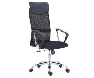 PEGANE Chaise du Bureau pivotante en Simili-Cuir Coloris Noir et métal Coloris chromé - Longueur 64 x Profondeur 64 x Hauteur 114-122 cm