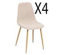 pegane Chaises en velours beige (lot de 4)