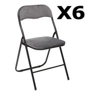 Pegane Chaises pliantes - Lot de 6 - Velours Gris Foncé