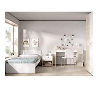 Pegane Chambre complète lit 1 place - Blanc
