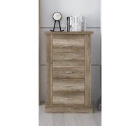 Pegane Chiffonnier 5 tiroirs - Chêne