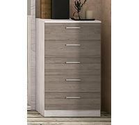 PEGANE Chiffonnier avec 5 tiroirs Coloris pin Andersen, pin Gris - Longueur 60 x Profondeur 40 x Hauteur 102,7 cm