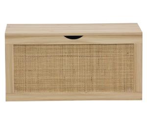 PEGANE Coffre de Rangement, Meuble de Rangement en décor pin, rotin - Longueur 80 x Profondeur 40 x Hauteur 40 cm