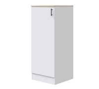 PEGANE - Colonne Armoire de Cuisine avec 1 Porte Coloris Blanc Brillant/Chêne Canadien - Hauteur 148 x Longueur 60 x Profondeur 60 cm