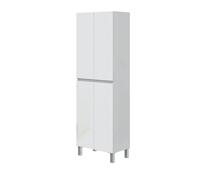 PEGANE Colonne de Salle de Bain avec 4 Portes sans poignée Coloris Blanc - Longueur 60 x Profondeur 35 x Hauteur 182 cm