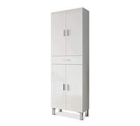 PEGANE Colonne Salle de Bain avec 4 Portes Coloris Blanc Brillant - 182 x 60 x 29 cm