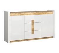 Pegane Commode 2 portes 3 tiroirs - Chêne clair