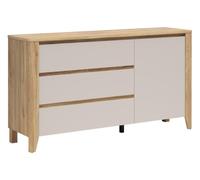 PEGANE Commode 3 tiroirs 1 Porte Meuble de Rangement Coloris Chêne mauvella/Cachemire - Longueur 161 x Profondeur 42,5 x Hauteur 90 cm