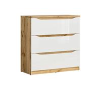 Pegane Commode 3 tiroirs - chêne et blanc