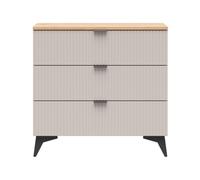 PEGANE Commode 3 tiroirs Meuble de Rangement Coloris Cachemire/Chêne Artisan - Longueur 85 x Profondeur 41 x Hauteur 82 cm