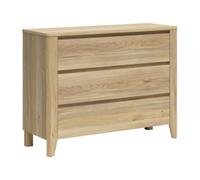 PEGANE Commode 3 tiroirs Meuble de Rangement Coloris Chêne mauvella - Longueur 161 x Profondeur 42,5 x Hauteur 90 cm