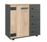 Pegane Commode 4 tiroirs - Chêne