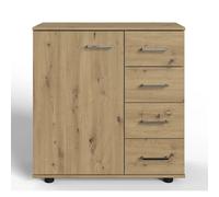 Pegane Commode 4 tiroirs - Chêne