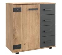 Pegane Commode 4 tiroirs - Chêne foncé