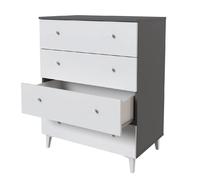Pegane Commode 4 tiroirs gris/blanc