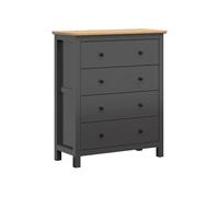 Pegane Commode 4 tiroirs - Gris graphite chêne