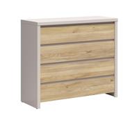PEGANE Commode 4 tiroirs Meuble de Rangement Coloris Cachemire/Chêne mauvella - Longueur 105 x Profondeur 40,5 x Hauteur 92 cm