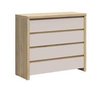 PEGANE Commode 4 tiroirs Meuble de Rangement Coloris Chêne mauvella/Cachemire - Longueur 105 x Profondeur 40,5 x Hauteur 92 cm