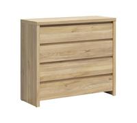 PEGANE Commode 4 tiroirs Meuble de Rangement Coloris Chêne mauvella - Longueur 105 x Profondeur 40,5 x Hauteur 92 cm