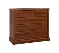 Pegane Commode 5 tiroirs chambre adulte - Châtaignier