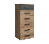Pegane Commode 6 tiroirs - Chêne