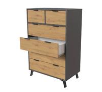 Pegane Commode 6 tiroirs - Gris