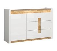 Pegane Commode avec porte et tiroirs - Blanc chêne clair
