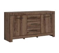 Pegane Commode buffet 2 portes 3 tiroirs - Chêne