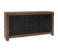 Pegane Commode buffet 2 portes 3 tiroirs - Chêne