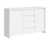 Pegane Commode buffet 2 portes 4 tiroirs - Blanc