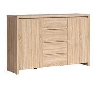 Pegane Commode buffet 2 portes 4 tiroirs - Chêne