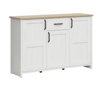 Pegane Commode buffet 3 portes 1 tiroir - Blanc