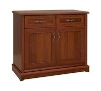 Pegane Commode buffet 2 portes 2 tiroirs - Châtaigne
