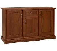 PEGANE Commode Buffet Meuble de Rangement à 3 Portes et 1 tiroir, Couleur châtaigne - Longueur 153,5 x Profondeur 45 x Hauteur 90,5 cm