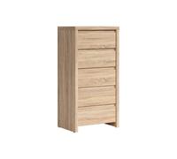 Pegane Commode chiffonnier 5 tiroirs - Chêne