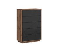 Pegane Commode chiffonnier 6 tiroirs - Noir mat